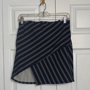 Asymmetrical Black and White Striped Skirt, Sz Large